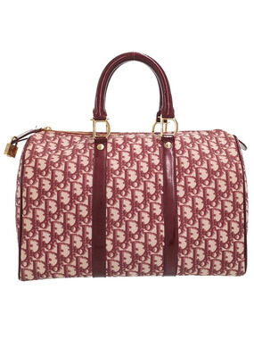 Christian Dior Trotter Boston Bag Embroidered Red